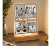 JeathFea Lampada Personalizzata con Foto Nome- Regali San Valentino per Lui o Lei - Lampada Personalizzata con Foto Testo, Idee Compleanno Regalo Personalizzato, Lampada LED con Base in Legno