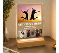 JeathFea Lampada Personalizzata con Foto Nome- Regali San Valentino per Lui o Lei - Lampada Personalizzata con Foto Testo, Idee Compleanno Regalo Personalizzato, Lampada LED con Base in Legno