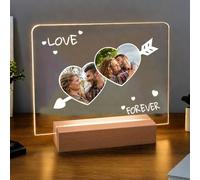 JeathFea Lampada Personalizzata con Foto Nome- Regali San Valentino per Lui o Lei - Lampada Personalizzata con Foto Testo, Idee Compleanno Regalo Personalizzato, Lampada LED con Base in Legno