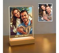 JeathFea Lampada Personalizzata con Foto - Personalizzato 3D Cartoon Style Photo Lampada Personalizzabile con Foto di Famiglia - Idee Regali di Coppia per Anniversario