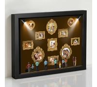 JeathFea Mini Museo Cornice Foto Personalizzata, Museum Silhouette Box con Mini Cornici, Cornice Profonda con Luce e Statuine, per Regalo di Laurea Anniversario Compleanno