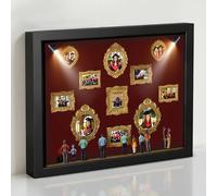 JeathFea Mini Museo Cornice Foto Personalizzata, Museum Silhouette Box con Mini Cornici, Cornice Profonda con Luce e Statuine, per Regalo di Laurea Anniversario Compleanno