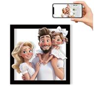JeathFea Personalizzato 3D Cartoon Style Photo Frame Segno In Legno Cornice, Personalizzabile con Foto di Famiglia, Regalo per Compleanno Festa della mamma San Valentino Natale