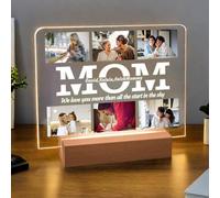 JeathFea Regali Personalizzati per Mamma - Lampada Personalizzata con Foto Nome - Lampada Personalizzata con Foto Testo, Base in Legno - Regalo Mama Compleanno, Idee Regalo Mama