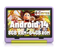 Jeazans Octa-Core, tablet per bambini, con Android 14 da 10 pollici, con custodia protettiva, 64 GB, scheda TF espandibile da 1 TB, doppia fotocamera, controllo genitori, ottimo regalo per bambini