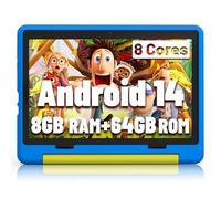 Jeazans Octa-Core, tablet per bambini, con Android 14 da 10 pollici, con custodia protettiva, 64 GB, scheda TF espandibile da 1 TB, doppia fotocamera, controllo genitori, ottimo regalo per bambini