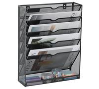 JEBELE 6 Compartimenti Portadocumenti Muro per Ottimizzare lo Spazio, Archivio Riviste da Parete per Classificare Giornali, Porta Cartelle da Parete per Sistemare in Ufficio e Casa, Nero