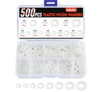 Jeboler - 500rondelle in nylon, piatte in plastica bianca, distanziatori rotondi, rondelle assortite con 8 misure: M2/M2,5/M3/M4/M5/M6/M8/M10