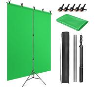 JEBUTU Greenscreen con Supporto 1,5 x 2 m, Supporto per Foto Regolabile, Tessuto per Schermo Verde 1,5 x 2 m, con 5 Morsetti e Borsa per lo Streaming Gaming, Servizi Fotografici, Prodotto Video Zoom