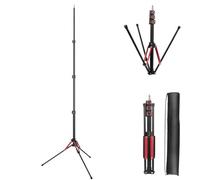 JEBUTU Treppiede luminoso Light Stand 190 cm, con gambe reversibili di 180°, pieghevole, leggero, portata 2 kg, per studio fotografico, luce flash, illuminazione fotografia con custodia