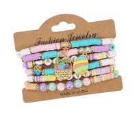jebyltd 6 I Conigli Pasqua Uova Morbide Polimeri Argillosi Braccialetti Perle Con Colore Vibrante Per Bambini E Adulti Bracciale Per Tallone Fatto A Mano