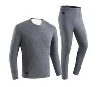 jebyltd Caldo Atletico Biancheria Intima Termica Set Per La Corsa Sci Ciclismo Usb Elettrico Riscaldato Baselayer Neve Legging Lungo Johns Set Uomo Isolato Underclothes, grigio, XXX-Large