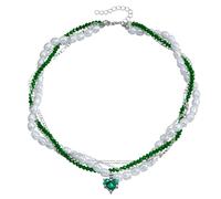 jebyltd Collana A Ciondolo A Cuore Cuore Elegante Collana Contemporanea Con Perle E Dettagli Con Zircone Per Donne Perle Alla Ciondoli