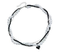 jebyltd Collana A Ciondolo A Cuore Cuore Elegante Collana Contemporanea Con Perle E Dettagli Con Zircone Per Donne Perle Alla Ciondoli