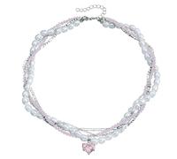 jebyltd Collana A Ciondolo A Cuore Cuore Elegante Collana Contemporanea Con Perle E Dettagli Con Zircone Per Donne Perle Alla Ciondoli