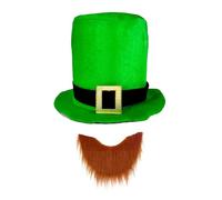 jebyltd Materiali robusti Farbic Costumi Patricking Day Accessori di moda Caratteristiche Un tradizionale top verde Cappello e barba Disegni irlandese Celebration accessorio