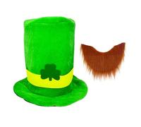 jebyltd Materiali robusti Farbic Costumi Patricking Day Accessori di moda Caratteristiche Un tradizionale top verde Cappello e barba Disegni irlandese Celebration accessorio