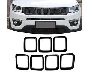 JeCar Inserti Griglia ABS Copertura Accessori Esterni per Jeep Compass MP 2017 2018 2019, Nero
