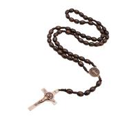 Jecdfs 1 collana con rosario a forma di croce cattolica, rosario, catena a croce di Gesù, rosario per auto, corona cattolica, croce in legno, per cristiani comunione religiosa, battesimo, fiera