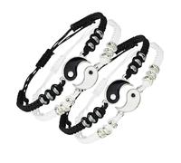 Jecdfs bracciale dell'amicizia, Braccialetti Coordinati per Coppie e Amici, 4 Pezzi di Braccialetti Regolabili in Cordino con Ciondoli Yin Yang