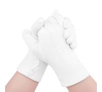 Jecdfs Guanti Bianchi da Cerimonia in Nylon Morbido e Traspirante - 2 Pairs con Chiusura a Bottone per Eventi Formali, Ispezioni di Gioielli, Abiti da Sera e Banchetti