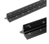 Jecdfs Jecdfs Righello Triangolare in Alluminio 30cm - Scalimetro Professionale con Scale 1:20-1:125 per Architetti, Ingegneri e Studenti (Nero)