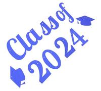 JECOMPRIS 1 Set Il cappello del dottore tira la bandiera Decorazioni per feste di laurea 2024 Verde oggetti di scena per foto della stagione di laurea banner di laurea con foto Carta Blu