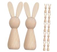 JECOMPRIS 12 Pezzi Di Coniglio In Legno Bambola Coniglietto Piccola Figura Dipinta Incompiuta Statua Di Coniglio Pasquale Statua Vuota Decorazione Per Festa Di Pasqua Statua