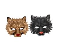 JECOMPRIS 2pezzi Maschera Leone Mezza Faccia per Mascherata Halloween Maschere Animali per Adulti Ragazza Costume Animale Spaventoso