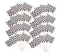 JECOMPRIS 360 Pezzi Bandiere da Corsa a Scacchi in Carta Stecchini in Legno Decorazioni per Cupcake e Torte Accessori per Feste a Tema Corse Barbecue e Picnic