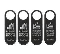 JECOMPRIS 4 Cartelli Porta Hotel in Pu 9.45X3.15 Pollici Doppia Faccia Non Disturbare E Prego Pulire Cartellini Da Appendere Per Privacy Camere Albergo