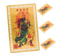 JECOMPRIS 4 Pezzi Carta Buddha in Metallo Carte Amuleto Per Il Capodanno Cinese Piccolo Amuleto Carta Amuleto Di Protezione Amuleto Taisui Amuleto Cinese D'oro Lega Di Alluminio-magnesio