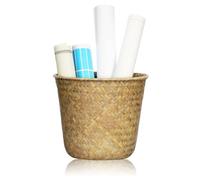 JECOMPRIS Alga Marina Cestino Verde Chiaro, Intrecciato, Compatto | Organizer Multiuso per Camera e Bagno, Finitura Liscia, Lavorazione Fine, Stile Vintage, Forma Rotonda