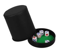 JECOMPRIS Bicchiere per Dadi Verde Riutilizzabile e Portatile in Pelle Artificiale con Interno in Velluto Set con 6 Dadi per Feste e Giochi da Tavolo