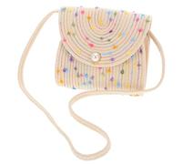 JECOMPRIS Borsa a Tracolla Intrecciata in Paglia e Cotone Leggera, Pochette Boho da Spiaggia per Donna, Borsa Estiva Piccola Perline Uncinetto per Vacanze e Uscite Informali