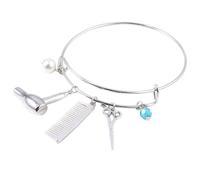JECOMPRIS Bracciale Donna Creativo Pendenti Asciugacapelli, Forbici e Pettine in Lega Argento, Elegante Accessorio di Moda come Regalo la Giornata della Mamma o San Valentino