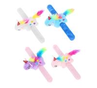 JECOMPRIS Braccialetti Slap Animali di Peluche Unicorno, Set 4 Pezzi per Feste e Bomboniere, Morbidi e Leggeri, Accessori e Decorazioni Party