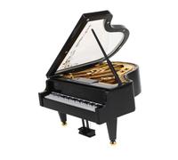 JECOMPRIS Carillon Musicale Vintage a Forma di Pianoforte Nero, Plastica e Metallo, Artigianale, Suono Restaurato, per Scrivania Ufficio, Regalo Compleanno e Festa degli Innamorati