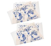 JECOMPRIS Carta Decalcomania per Ceramica Resistente ad Alta Temperatura 2 Pezzi Design Classico Blu e Bianco per Trasferimenti sotto Smalto Artigianali
