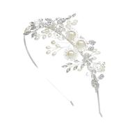 JECOMPRIS Cerchietto da Sposa con Perline Raffinate e Foglie, Accessorio per Chioma Bianco in Stile Raffinato, per Matrimoni ed Eventi Speciali