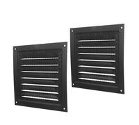 JECOMPRIS Copertura per Ventilatore da Esterno 2 Pezzi 150X150 MM Nero in Ferro Zincato con Protezione Contro Pioggia per Camper e Pareti Esterne