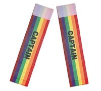 JECOMPRIS Fasce da Capitano Elastiche Regolabili 2 Pezzi Fascia Larga Arcobaleno per Calcio e Sport di Squadra, Braccialetti Leadership per Adulti e Giovani Durante Allenamenti e Partite