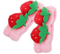 JECOMPRIS Fasce Elastiche da Spa per Lavare Viso a Forma di Fragola, Accessori Chioma da Donna e Ragazze, Set 2 Pezzi per Trucco, Skincare e Cura della Pelle