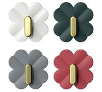 JECOMPRIS Ganci Adesivi Decorativi da Parete a Forma di Fiore, Set 4 Pezzi in Plastica Pp Resistente, Adesivo Forte senza Danneggiare la Parete, per Bagno, Soggiorno e Corridoio,