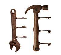 JECOMPRIS Gancio a Parete in Ferro Stile Industriale Americano, Set da 2 Ganci Appendiabiti a Forma di Martello e Chiave Inglese, Portaoggetti Decorativo per Soggiorno Cucina Bagno Ufficio