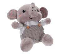 JECOMPRIS Peluche Piccolo Elefante Bretelle in Cotone Piumino, Bambola Giocattolo Morbida, Peluche Animali Cartoon Grigio per Decorazione Casa e Regalo