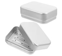 JECOMPRIS Porta Saponetta da Bagno in Alluminio 2 Pezzi con Design a Doppio Strato e Coperchio, Portasapone Auto-drenante per Campeggio e Uso Quotidiano