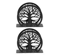 JECOMPRIS Porta tovaglioli nero da 2 pezzi: porta dispenser da tavolo in ferro battuto - fazzoletti in metallo con albero della vita - centrotavola rustico per sala da pranzo, cucina, fattoria
