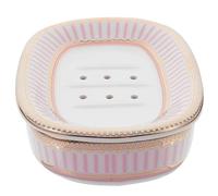 JECOMPRIS portasapone in ceramica piatto decorativo asciugatura portasapone per il bagno Porcellana portasapone da bagno portasapone con foro scarico portasapone moderno portasapone rosa