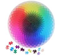 JECOMPRIS Puzzle da 1000 Pezzi per Adulti a Forma Circolare Carta, Bordi Arrotondati e Design Unico Arcobaleno per Decorazione e Sfida